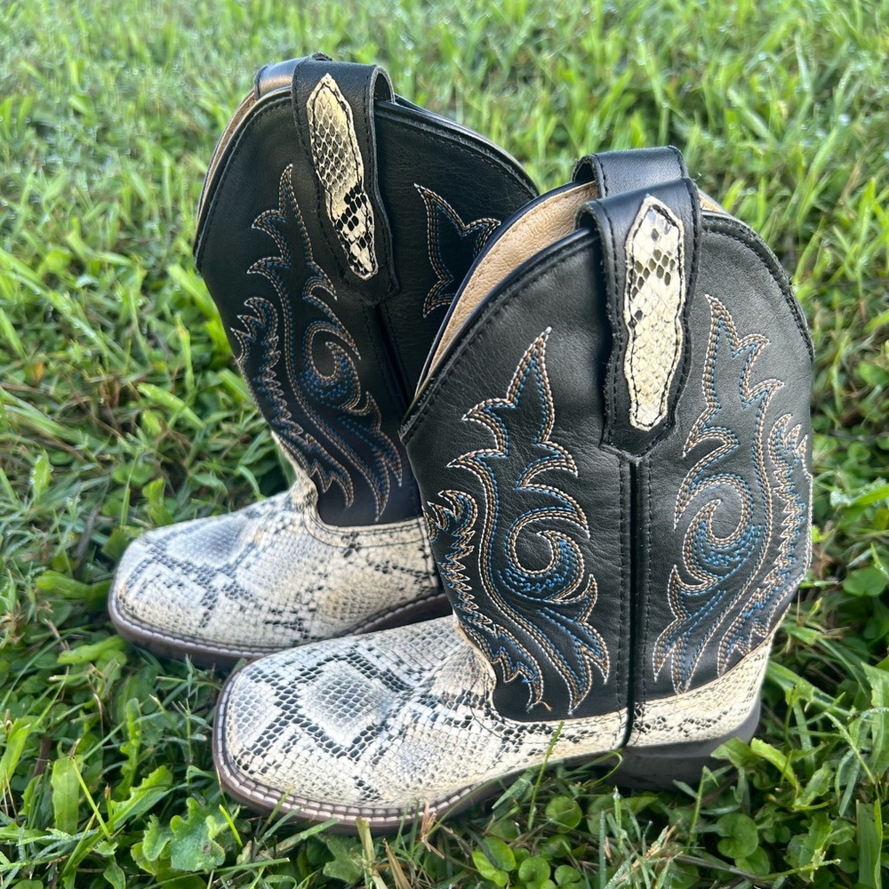 Smoky Mountain Snakeskin Leather Western Boots Size Kids 13 - Picture 3 of 4